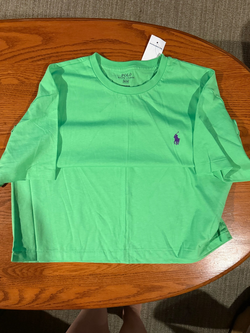 Ralph Lauren Short Sleeve Crewneck T-Shirt in Bright Green with Purple Polo